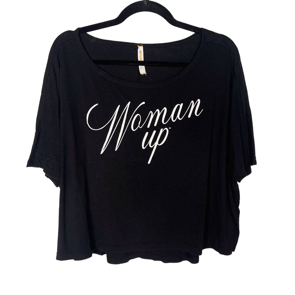 Lucy Womens Large L Black Woman Up Tee Short Sleeve Round Neck Modal Cotton